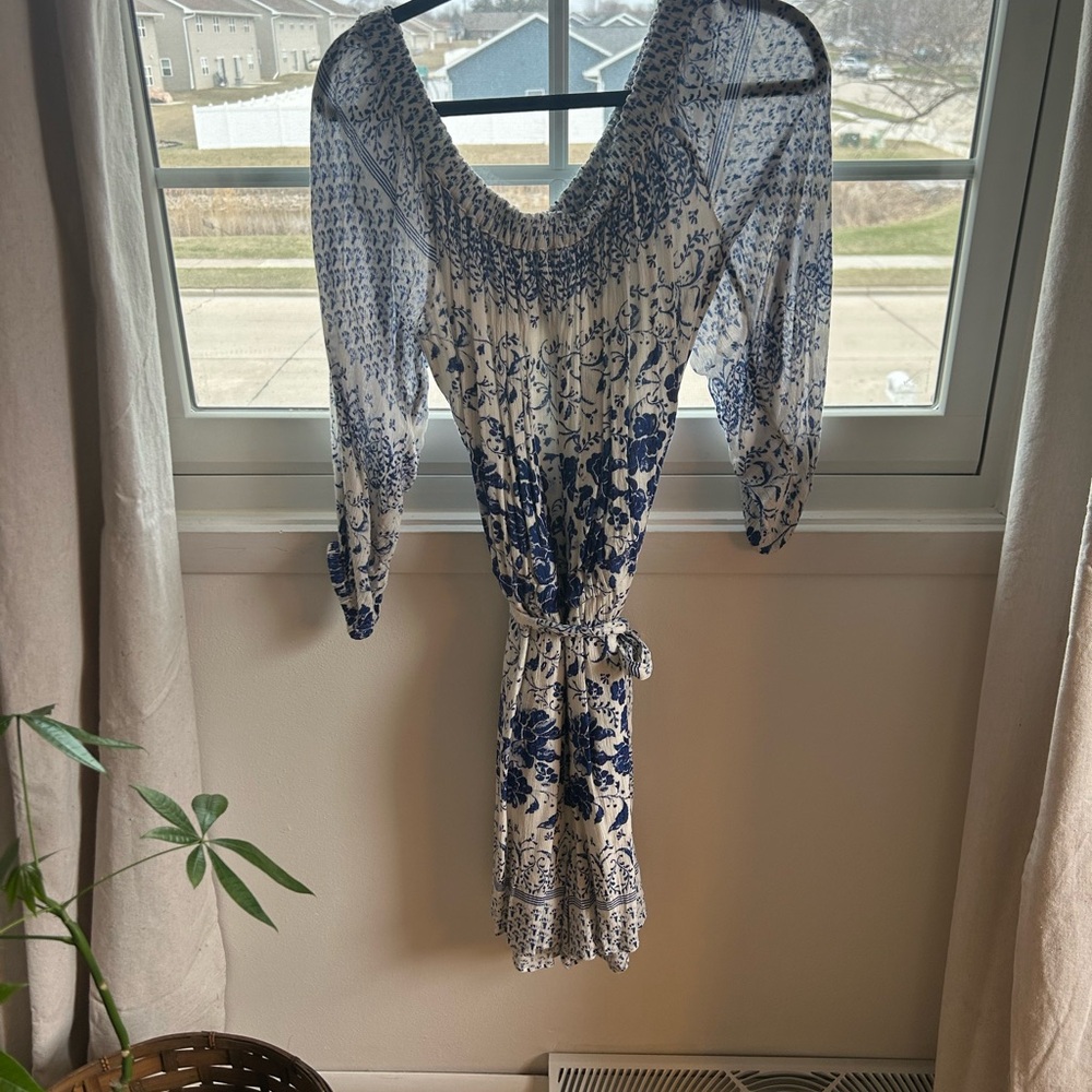 Blue and White Floral Romper
